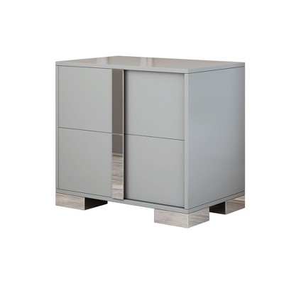 NicBex 17.7 inch Wide Nightstand with 2 Drawers,Side Table with Large Storage Space and Metal Handle,Bedside Table for Bedroom,Living Room,White/Gray