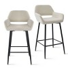William 24" Counter Height Bar Stools Set of 2 with Back, Velvet Upholstered Bar Stools For Kitchen Island-Maison Boucle - 2 of 4