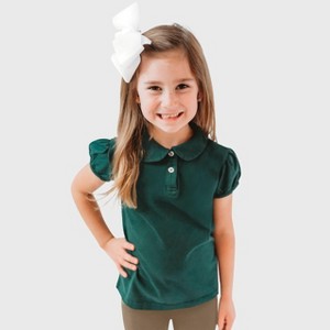 City Threads Puff Short Sleeve Girls Cotton Polo Tee with Peter Pan Collar - USA-Made - 1 of 4