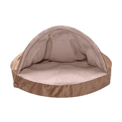 Large Brownstone Velvet Orthopedic Outdoor Dog Bed