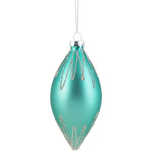 Northlight Matte Finial with Glittered Starburst Glass Christmas Ornament - 5" - Green - 1 of 4