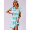 INSPIRE CHIC Women's Short Sleeve Round Neck Printed Nightgown Nightshirt - 3 of 4
