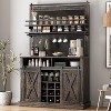 75" Tall Coffee Hutch Cabinet Large Kitchens Storage Pantry Cabinets White Coffee Bar Cabinet Cupboard with Sliding Barn Door - 4 of 4