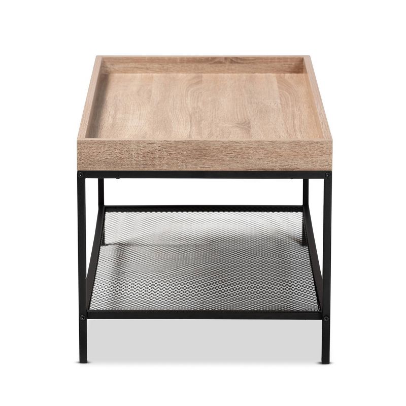 Overton Wood and Metal Coffee Table Oak Brown/Black - Baxton Studio, 5 of 10