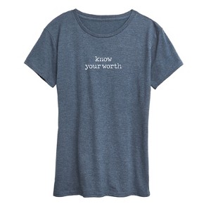 Women's - Instant Message - Know Your Worth Small Center Chest Hit Short Sleeve Graphic T-Shirt - 1 of 4