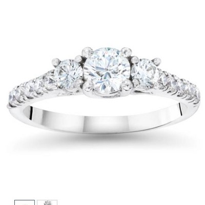 Pompeii3 3/4ct Three Stone Diamond Ring 14K White Gold