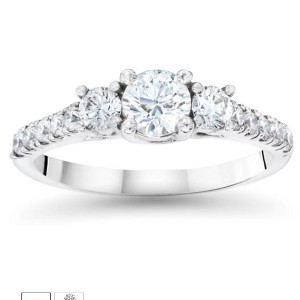 Pompeii3 3/4ct Three Stone Diamond Ring 14K White Gold - 1 of 3