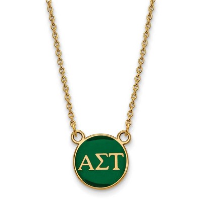Black Bow Jewelry 14k Yellow Gold Plated Sterling Silver Alpha Sigma Tau Greek Life Necklace 18 Inch