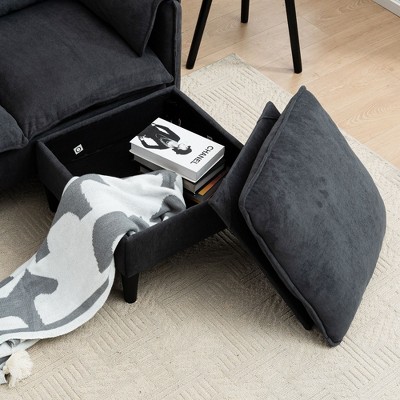 NicBex Convertible Combination Sofa with Widen Armrest, Removable Surface, U-Shaped Sofa with Footstools with Storage for Bedroom, Living Room