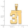 Black Bow Jewelry 14k Yellow Gold, Athletic Collection Medium Polished Number 31 Pendant - 2 of 3