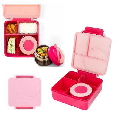 LunaLulinlk Bento Lunch Box for Kids, with Thermos Soup Food Jar - Pink