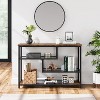 Slim Console Table with 4 Tempered Glass Shelves - 39.4" Narrow Entryway Table, 150lb Capacity, Rustic Wood Grain & Black Metal Frame - 4 of 4