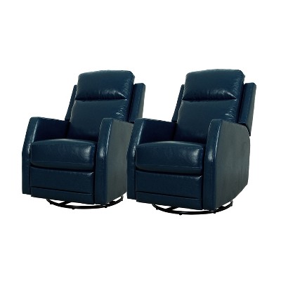 Artful Living Design Ofelia Swivel Recliner, Set Of 2,Navy