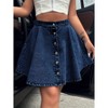 Women's High Waist Denim Skirt Casual A-Line Mini Skirt With Button - 2 of 4
