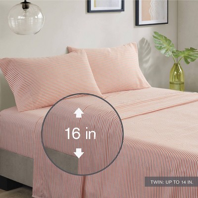 Madison Park King Ryder Striped Comforter Set with Bed Sheet Coral Orange — фото 7