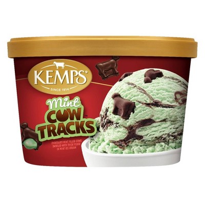 Kemps Mint Cow Tracks Premium Ice Cream - 48oz