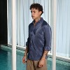Campus Sutra Men Men's Navy Blue Textured-Pleat Shirt - 3 of 4