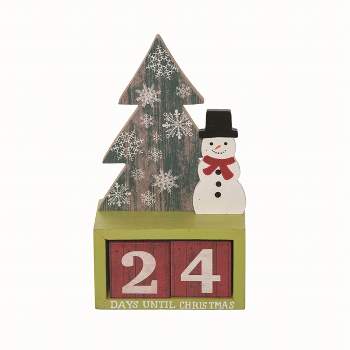 Transpac Wood Multicolor Christmas Bright Advent Calendar with Blocks Set of 3