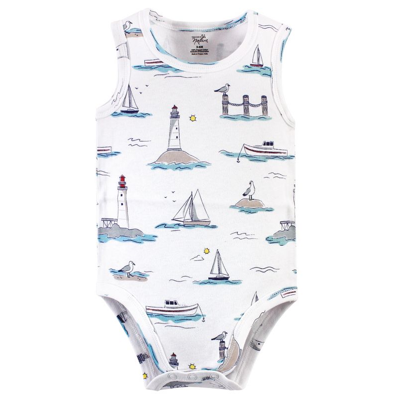 Touched by Nature Baby Boy Organic Cotton Bodysuits 5pk, Seagull, 6 of 8
