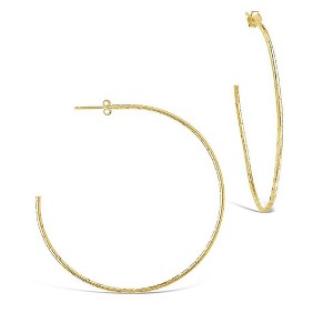 SHINE by Sterling Forever Sterling Silver Diamond-Cut 2.25" Hoop Earrings - 1 of 4