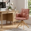 Art Leon Luxury Top Grain Genuine Leather Swivel Accent Office Chairs with Wood Legs - 3 of 3