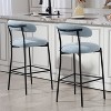 HDZNVF Set of 2 Bar Stools Teddy Fabric Cover Kitchen Island Counter Bar Stool With Black Powder Coating Base - 4 of 4