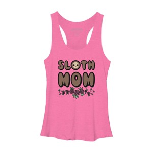 Women's Design By Humans Sloth Mom Flowers By SlothgirlArt Racerback Tank Top - 1 of 2