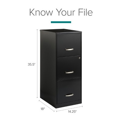 Black Vertical 3-Drawer Lockable Steel File Cabinet