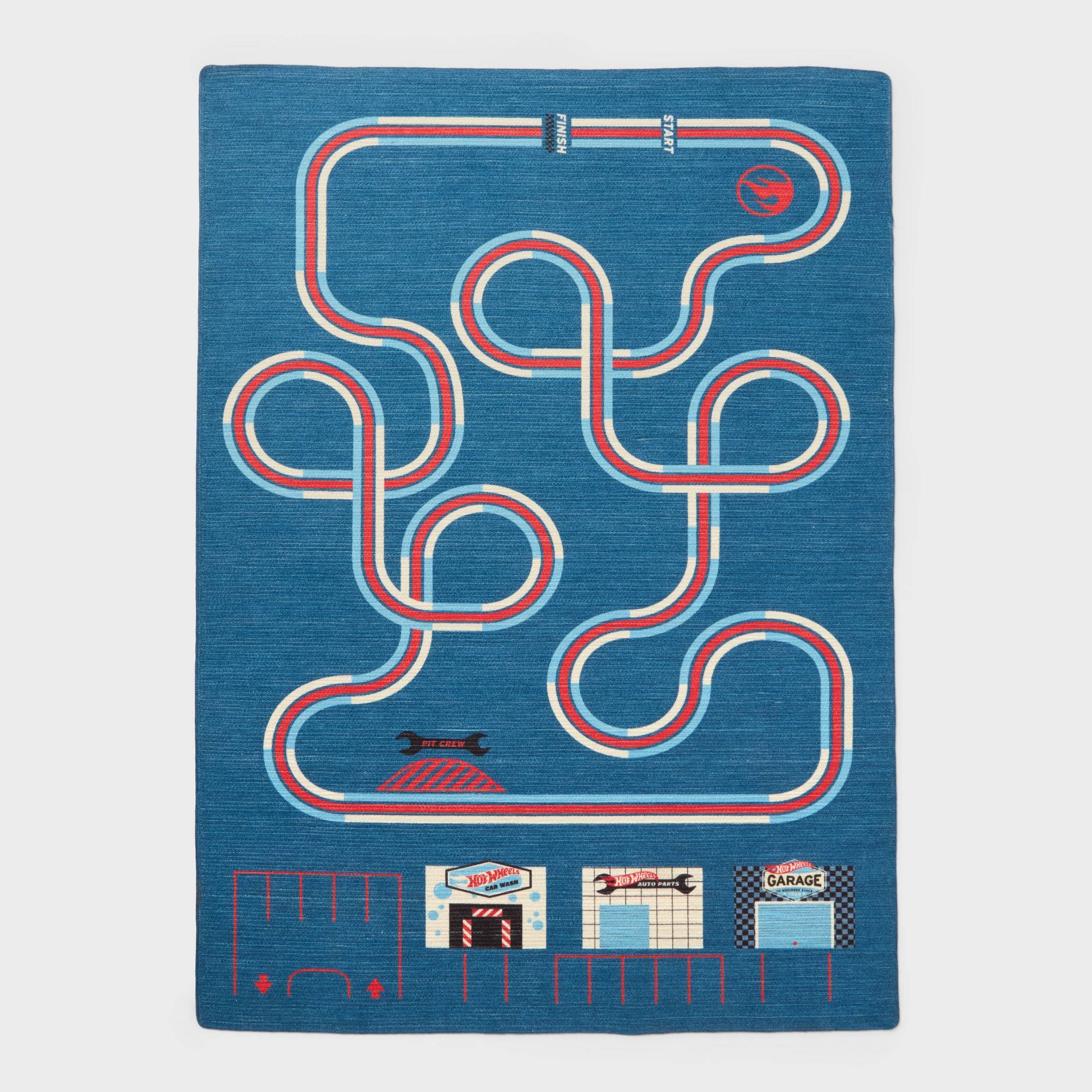 4'x6' Hot Wheels Classic Blue Interactive Track Kids' Rug - Hot Wheels by Pillowfort™