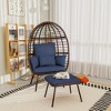 YARDSIGHT Egg-Shaped Rattan Lounge Chair with Ottoman Cushioned PE Wicker & Iron Frame Accent Chair for Cozy Indoor or Outdoor Seating - 2 of 4