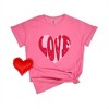 Simply Sage Market Women's Pink Love Heart Distressed Short Sleeve Garment Dyed Tee - 3 of 4