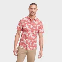 Men's Slim Fit Short Sleeve Button-Down Shirt - Goodfellow & Co™ Rose Pink XXL