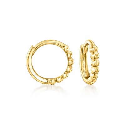 Pure Collection by Ross-Simons Italian 14kt Yellow Gold Beaded Charm-Compatible Huggie Hoop Earrings