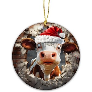Lomsoe Christmas Ornament Funny Cow Farm Animals Ornament Ornament Christmas Tree Winter Holiday Farmhouse Decor Christmas Tree Decor - 1 of 1