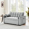 TIRAMISUBEST Convertible 55-Inch Sleeper Sofa Bed,Velvet Loveseat with Pull-Out Bed, Adjustable Backrest & Side Pockets for Small Spaces - 3 of 4