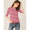INSPIRE CHIC Women's Elbow Sleeves Boat Slim Fit Casual Stripe Animal Print Multi Floral Pattern T-Shirt - 3 of 4