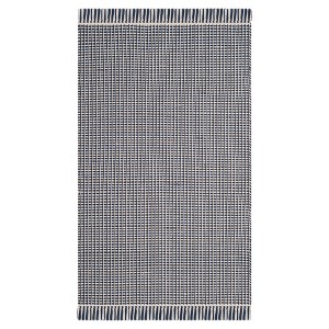 Ivory/Navy Stripe Flatweave Woven Accent Rug 3