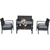 Tangkula 8PCS Rattan Wicker Outdoor Patio Cushioned Sofa Coffee Table Furniture Set - 3 of 4