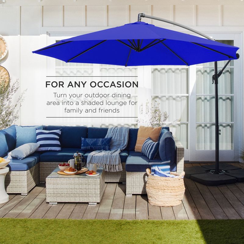 Best Choice Products 10ft Offset Hanging Outdoor Market Patio Umbrella w/ Easy Tilt Adjustment, 3 of 8