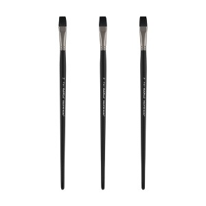 Black Swan Synthetic Red Sable Paint Brushes Flat Sets of 2- Professional Quality Long Handle Paint Brushes in Assorted Shapes and Sizes for Oil, - 1 of 4