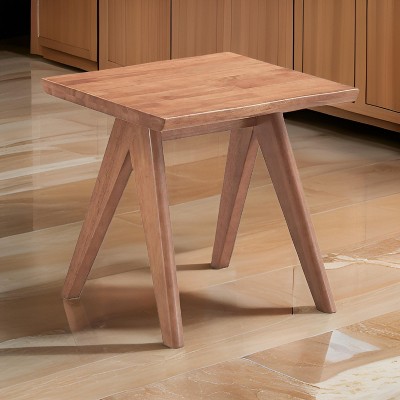 Royal Hampton 22 Inch Side End Accent Table, Angled Legs, Natural Wood Brown Finish