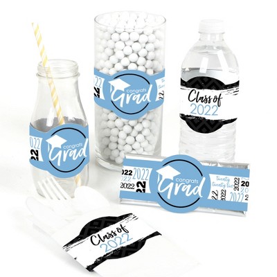 Big Dot of Happiness Light Blue Grad - Best is Yet to Come - DIY Party Supplies - 2022 Graduation Party DIY Wrapper Favors and Decorations - Set of 15