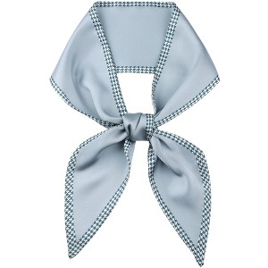 INSPIRE CHIC Women's Houndstooth Skinny Long Satin Silky Ribbon Neck Scarves 1Pc - 1 of 4