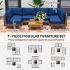 7 Piece Wicker Patio Furniture Set, Modular Outdoor Sectional with Thickened Cushions, Acacia Wood Table/Blue - 4 of 4