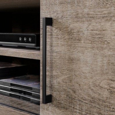 Weathered Oak Wall Mounted TV Stand with Cabinet