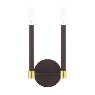 Karlstad Dual-Tone Wall Sconce in Bronze and Satin Brass