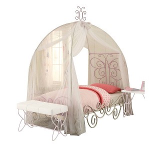 Acme Furniture Full Priya II Bed Synthetic Leather/White Finish - 1 of 4