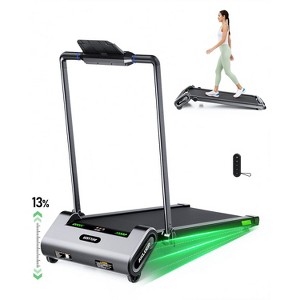 Akluer Foldable Walking Pad with 13% Auto Incline, 2.5HP Under Desk Treadmill with Handlebar & Remote, LED Display for Home Office Running - 1 of 4