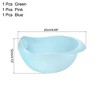 Unique Bargains Rice Sieve Plastic Colander Kitchen Drain Basket with Handles 3 Pcs Blue Green Pink - 2 of 3