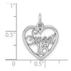 Black Bow Jewelry 14k White Gold Sweet 16 Heart Charm or Pendant, 16mm - 4 of 4